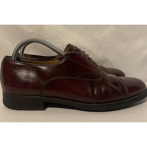 Salvatore Ferragamo Men Cherry Brown Leather Cap Toe Lace Up Dress Shoes US 8 D main image 8
